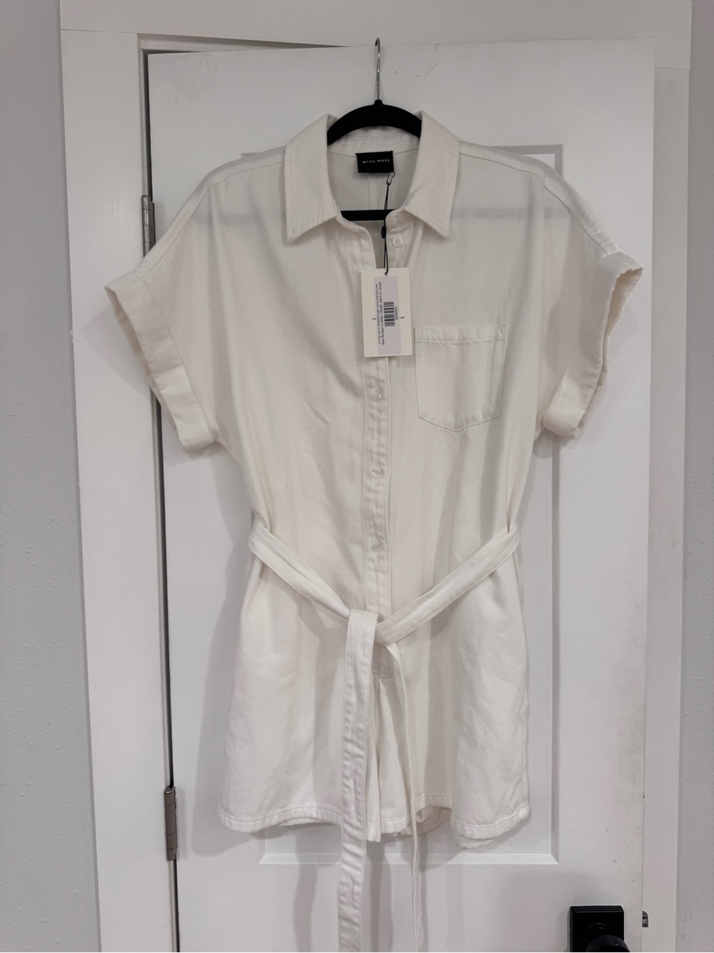 White Romper with Tie Waist